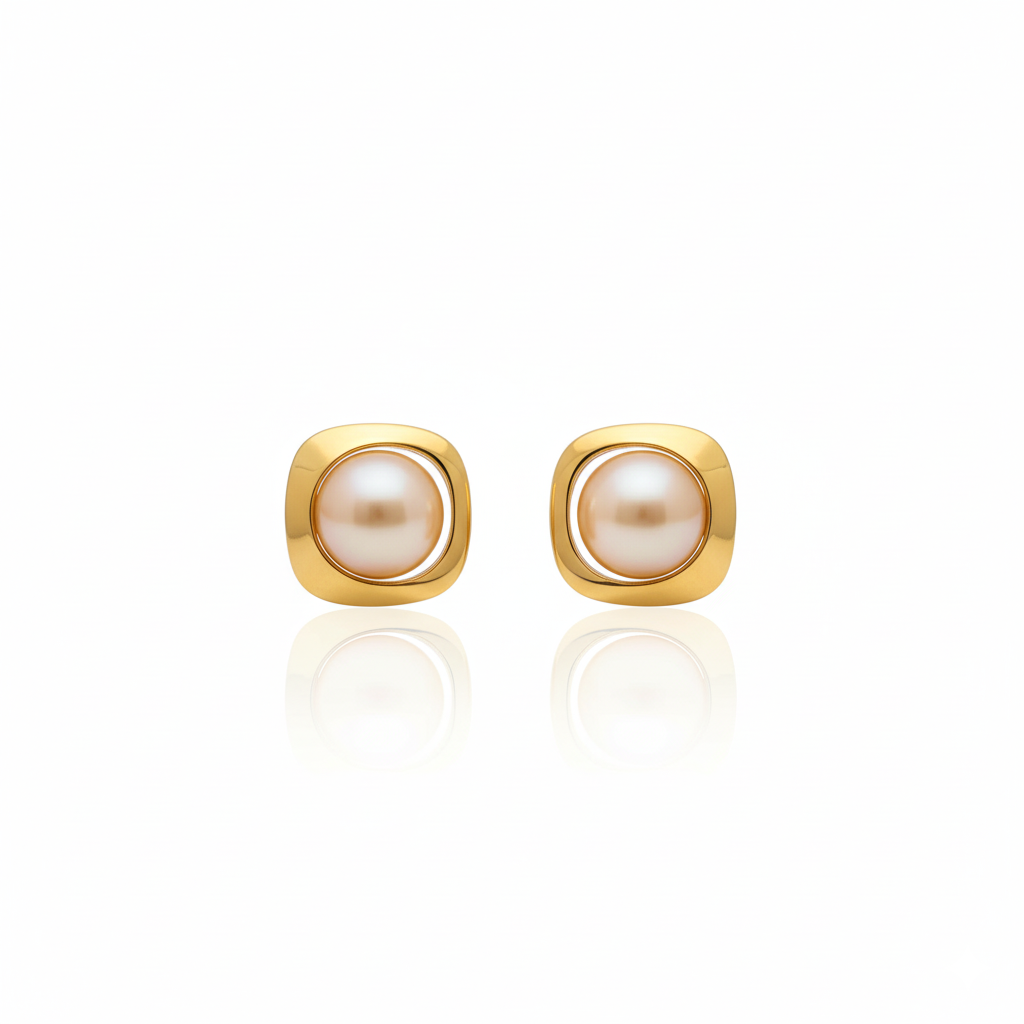 Whirl & Pearl Stud Earrings | Italian Gold Plated SACH JEWELS