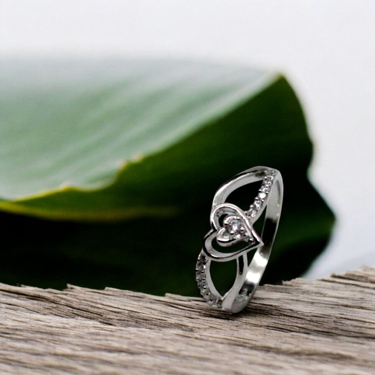 Diamond Heart Studded Ring | 925 Sterling Silver - SACH JEWELS