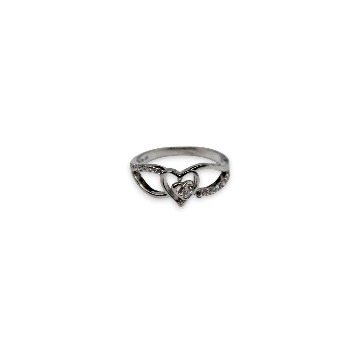 Diamond Heart Studded Ring | 925 Sterling Silver - SACH JEWELS