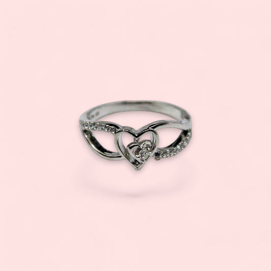 Diamond Heart Studded Ring | 925 Sterling Silver - SACH JEWELS
