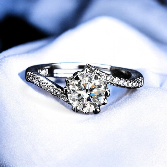 Women Astonishing Diamond Ring | Italian Silver Plated - SACH JEWELS