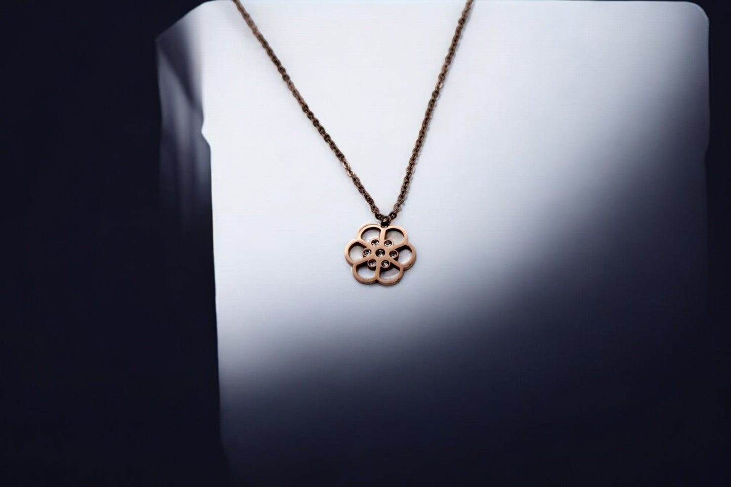 Open Flower Pendant Set | Rose Gold Plated - SACH JEWELS