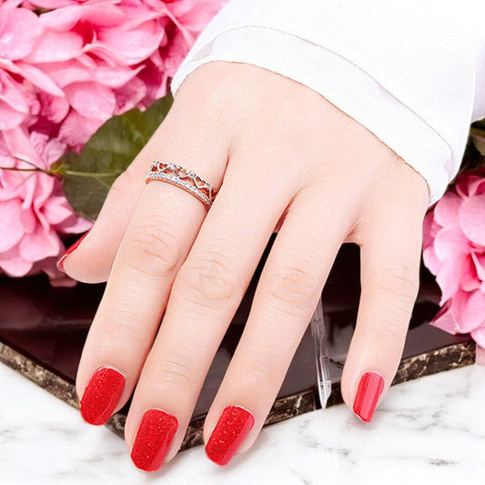 Heart String Diamond Rose Gold Plated Ring | Rose Gold Plated - SACH JEWELS