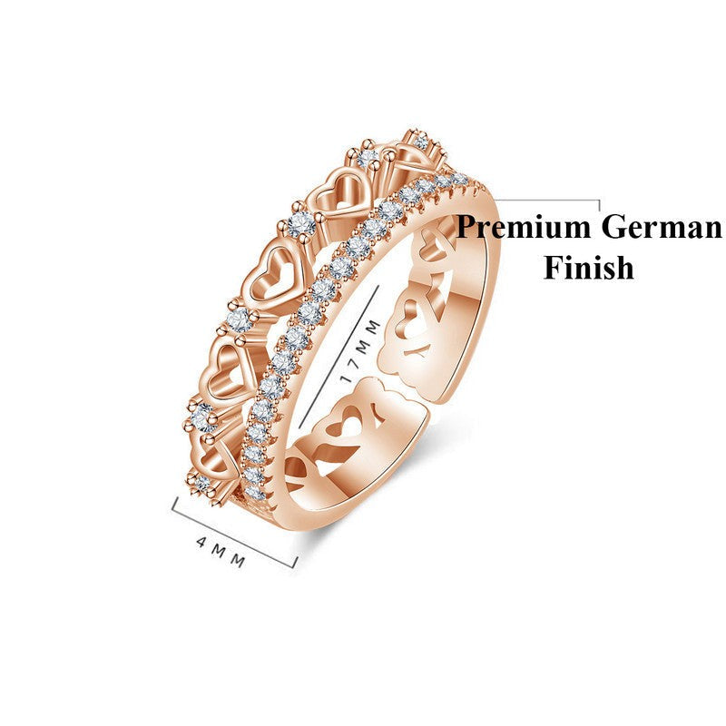 Heart String Diamond Rose Gold Plated Ring | Rose Gold Plated - SACH JEWELS