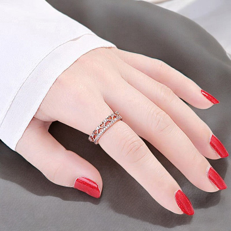 Heart String Diamond Rose Gold Plated Ring | Rose Gold Plated - SACH JEWELS