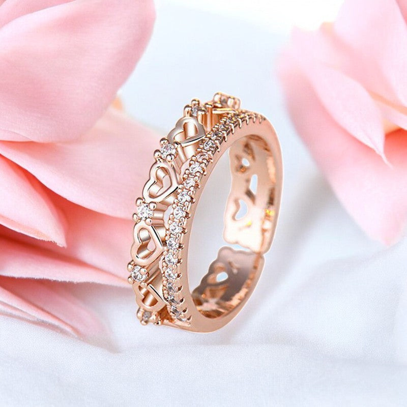 Heart String Diamond Rose Gold Plated Ring | Rose Gold Plated - SACH JEWELS
