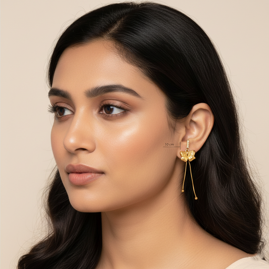 Twilight ties Bow Drop Earrings | Italian Gold Plated SACH JEWELS