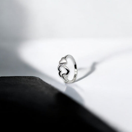 Double Heart Studded Ring | 925 Sterling Silver - SACH JEWELS