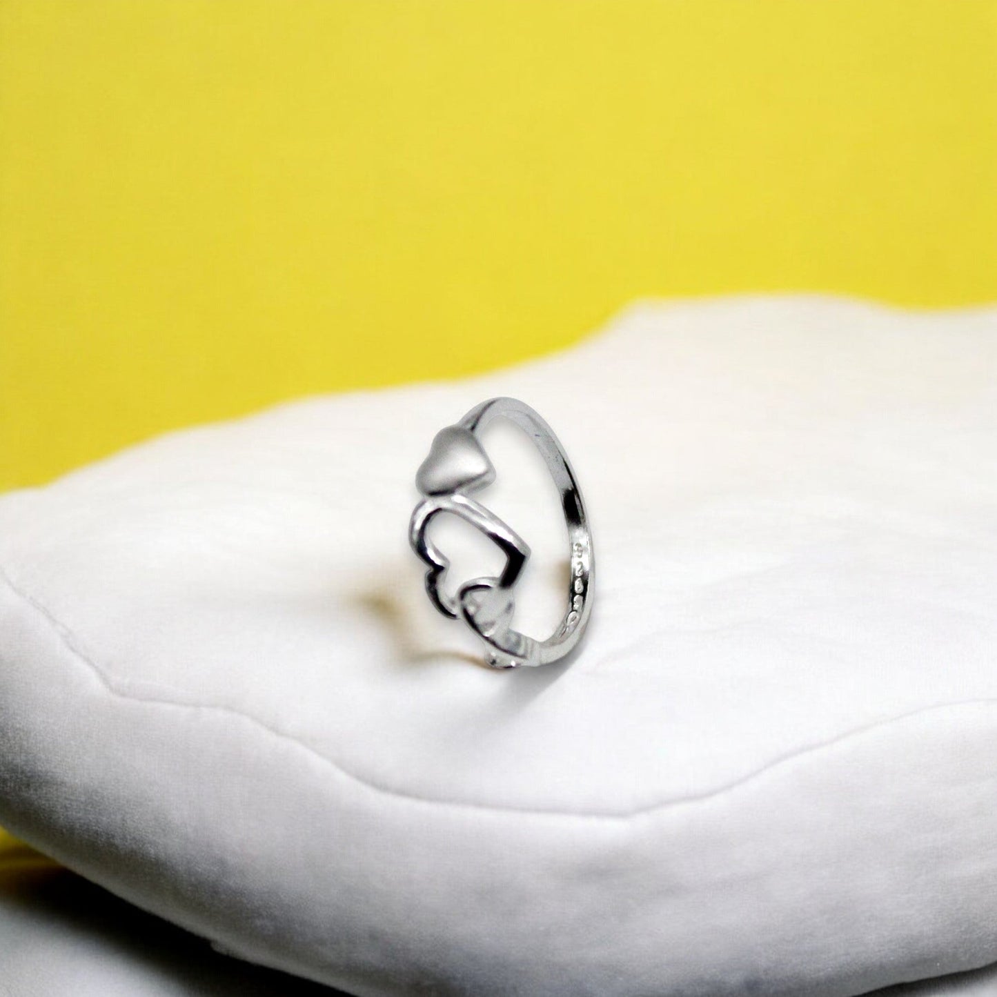 Double Heart Studded Ring | 925 Sterling Silver - SACH JEWELS
