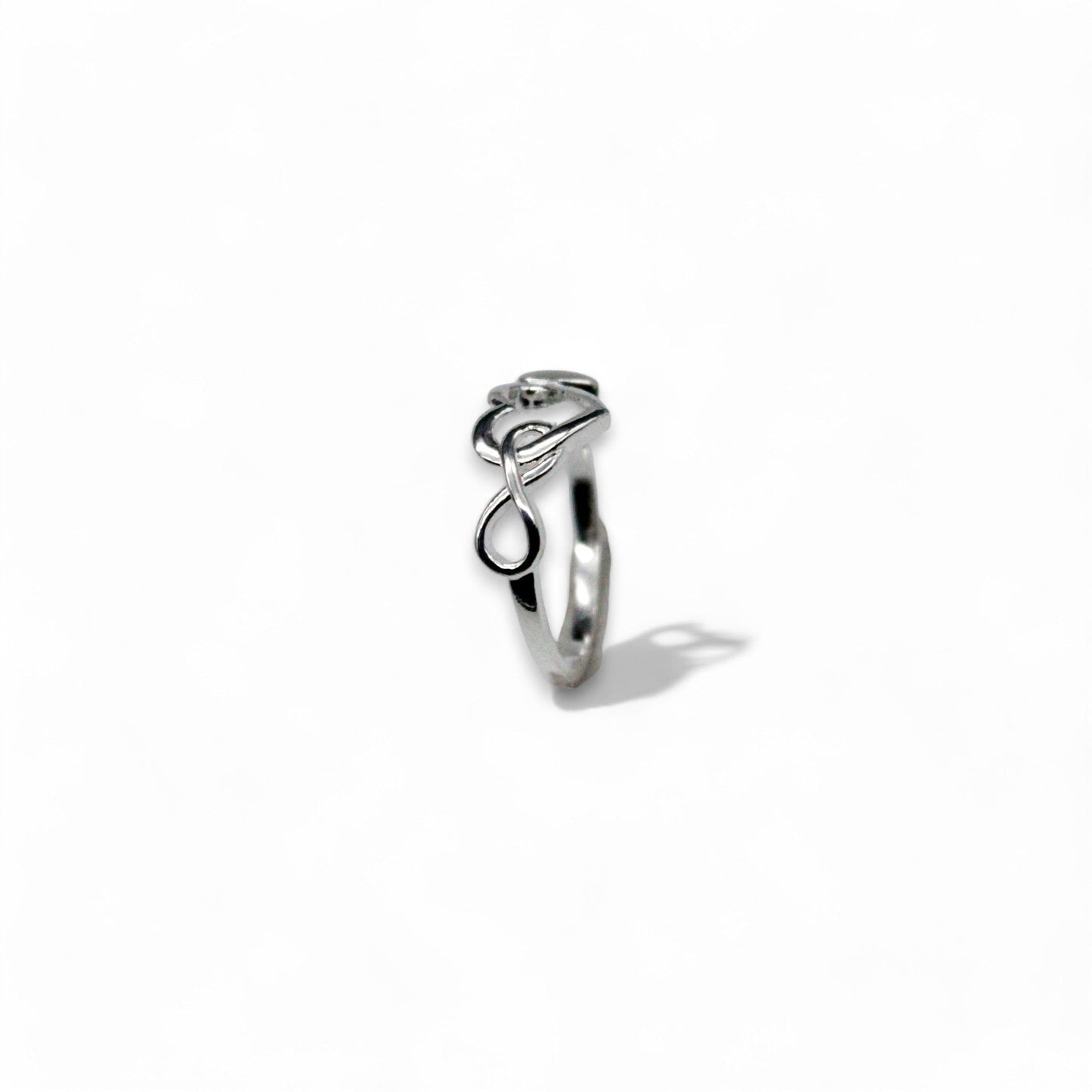 Double Heart Studded Ring | 925 Sterling Silver - SACH JEWELS