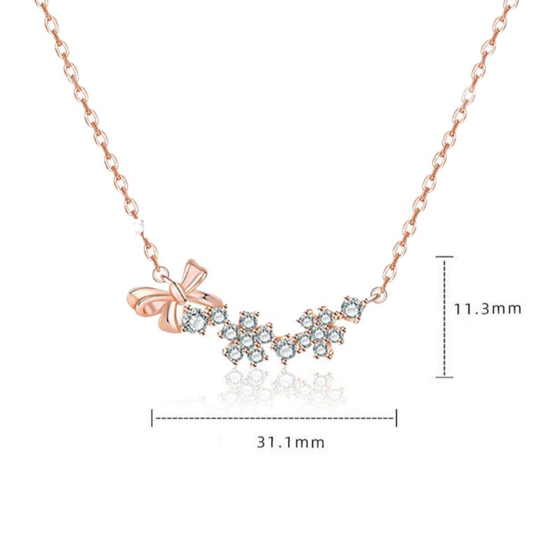 Cute Bow Diamond Necklace | Rose Gold Plated - SACH JEWELS