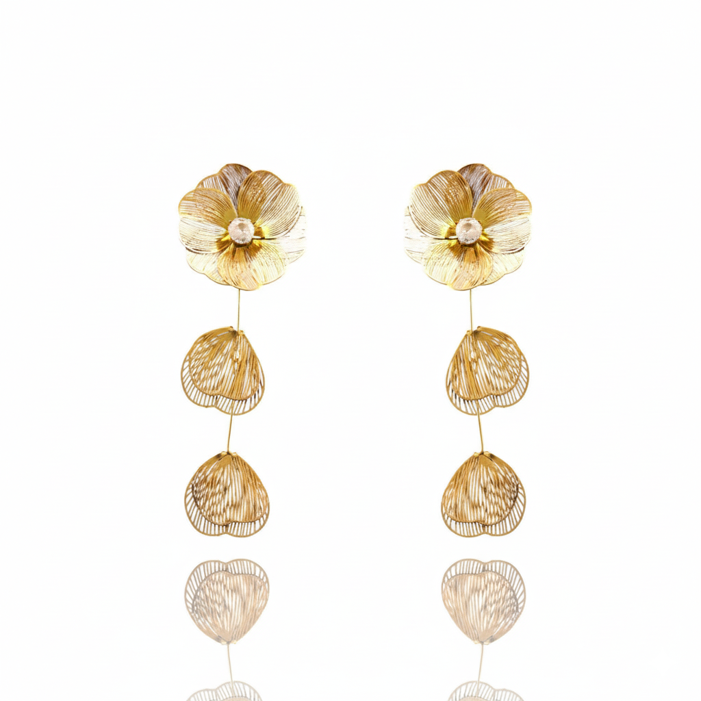 Golden Bloom Cascade Drop Earrings | Italian Gold Plated SACH JEWELS
