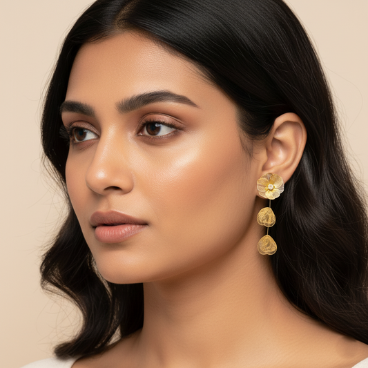 Golden Bloom Cascade Drop Earrings | Italian Gold Plated SACH JEWELS