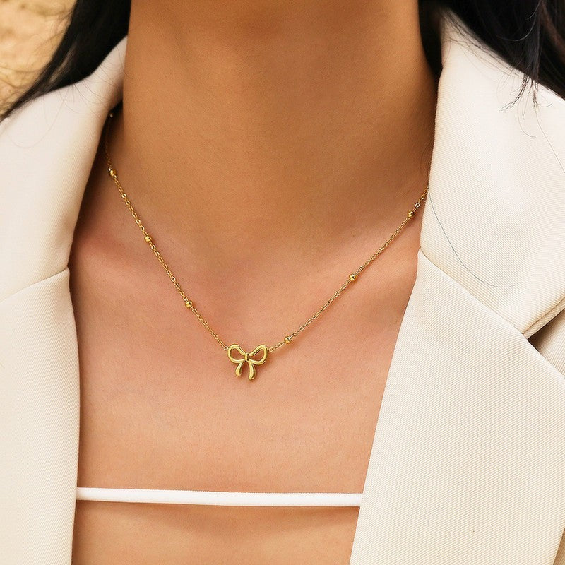 Cute Bow Pendant Necklace | Italian Gold Plated - SACH JEWELS