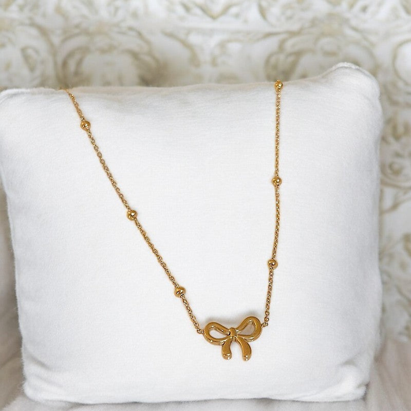 Cute Bow Pendant Necklace | Italian Gold Plated - SACH JEWELS