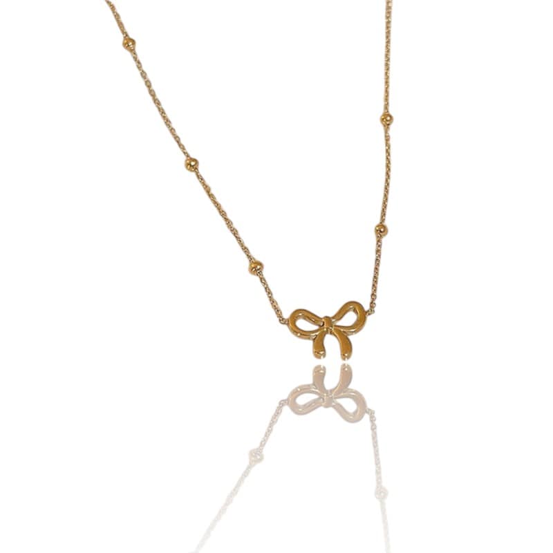 Cute Bow Pendant Necklace Italian Gold Plated – SACH JEWELS
