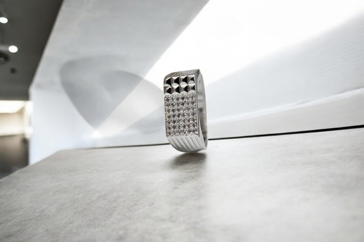 Diamond studded Men's Ring | 925 Sterling Silver - SACH JEWELS