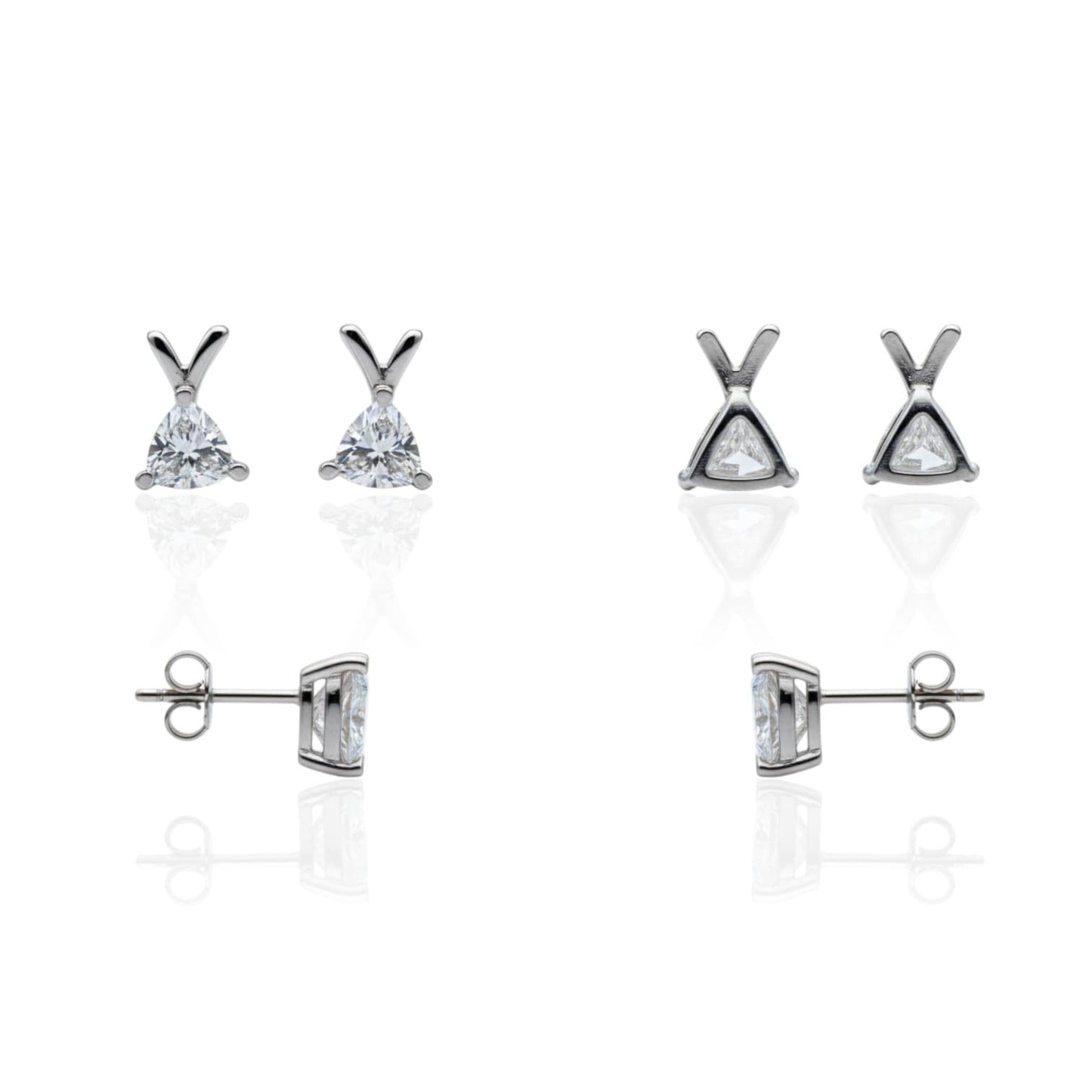 Dainty Triangle diamond Stud Earrings | 925 Sterling Silver SACH JEWELS