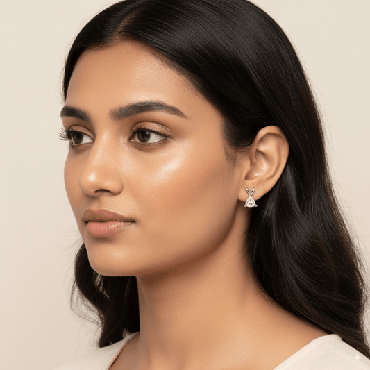 Dainty Triangle diamond Stud Earrings | 925 Sterling Silver SACH JEWELS