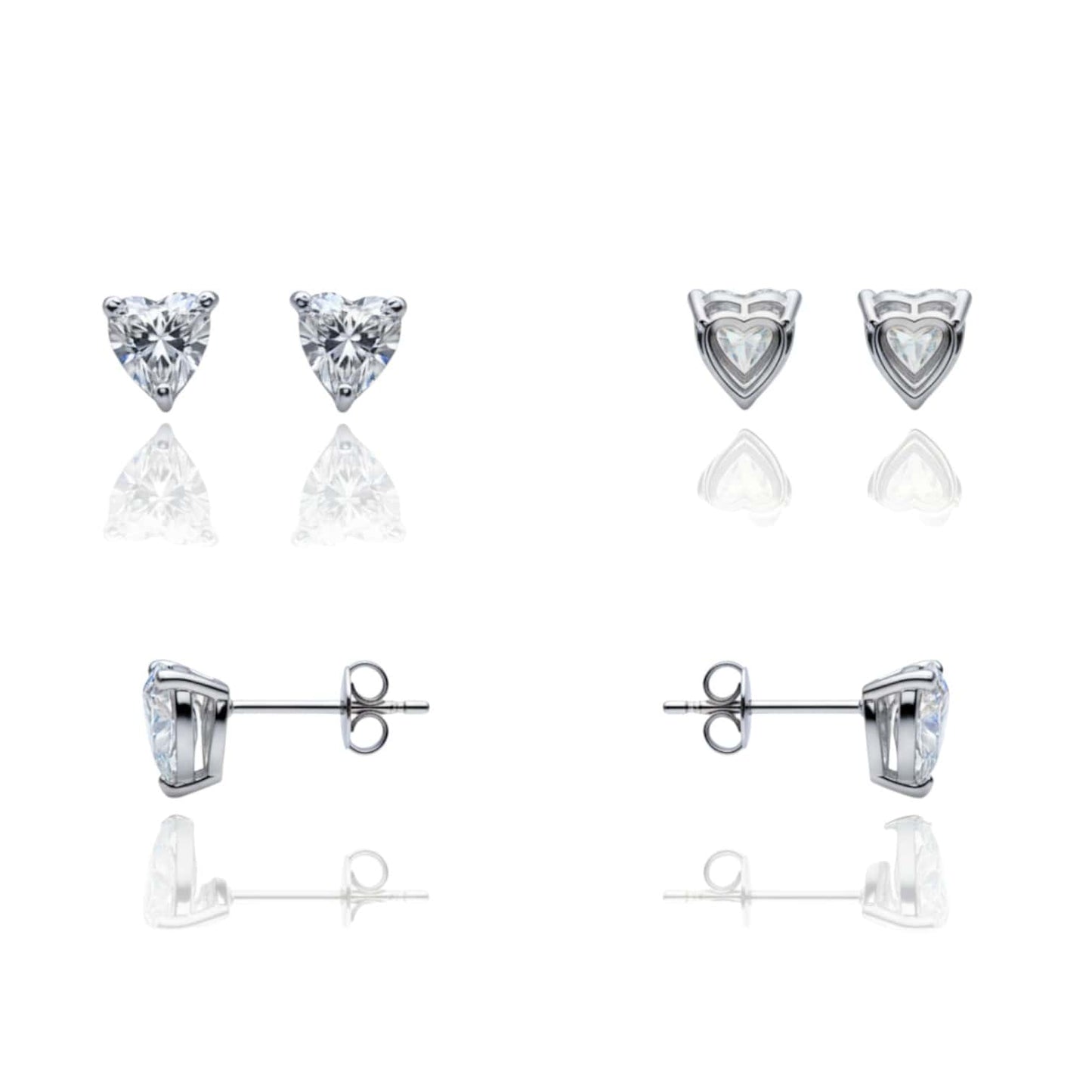 Solitaire Heart Diamond Stud Earrings | 925 Sterling Silver SACH JEWELS
