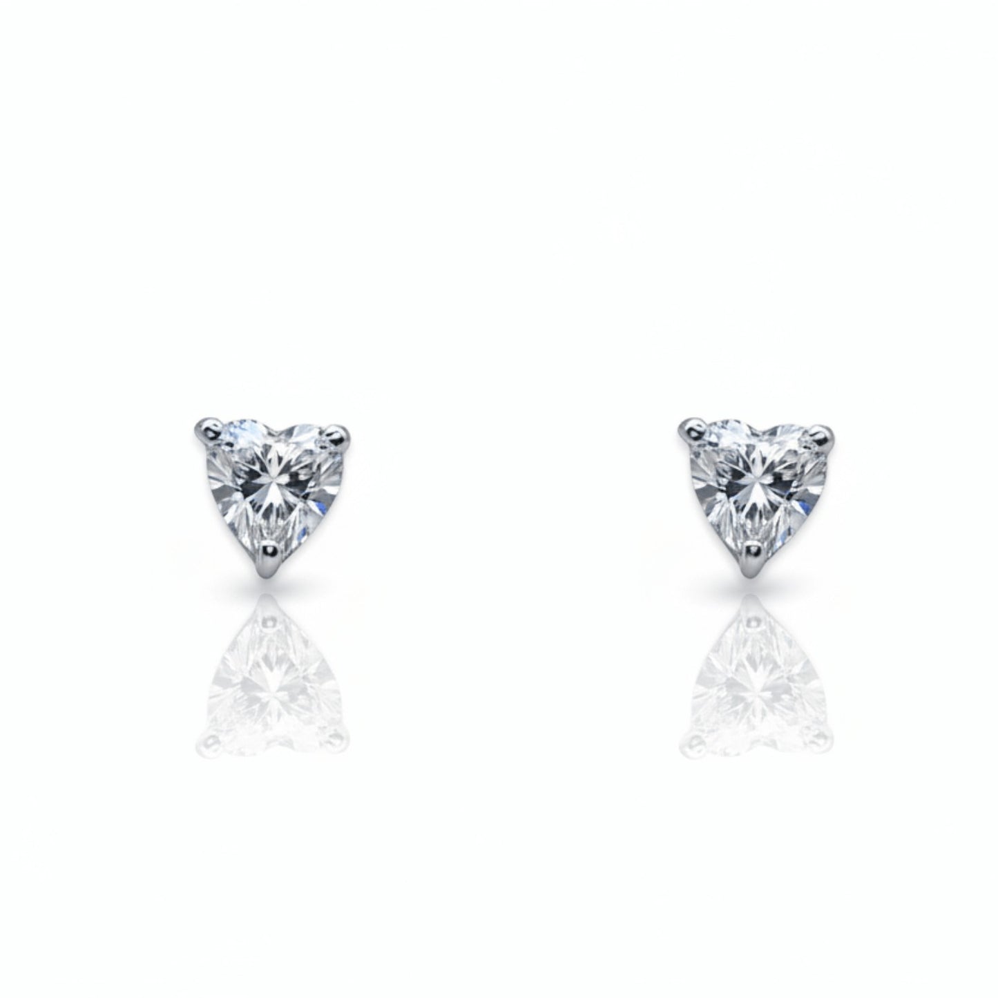 Solitaire Heart Diamond Stud Earrings | 925 Sterling Silver SACH JEWELS