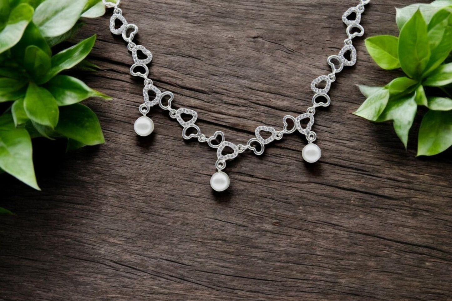 Fusion Pearl Diamond Studded Pendant Set | 925 Sterling Silver - SACH JEWELS
