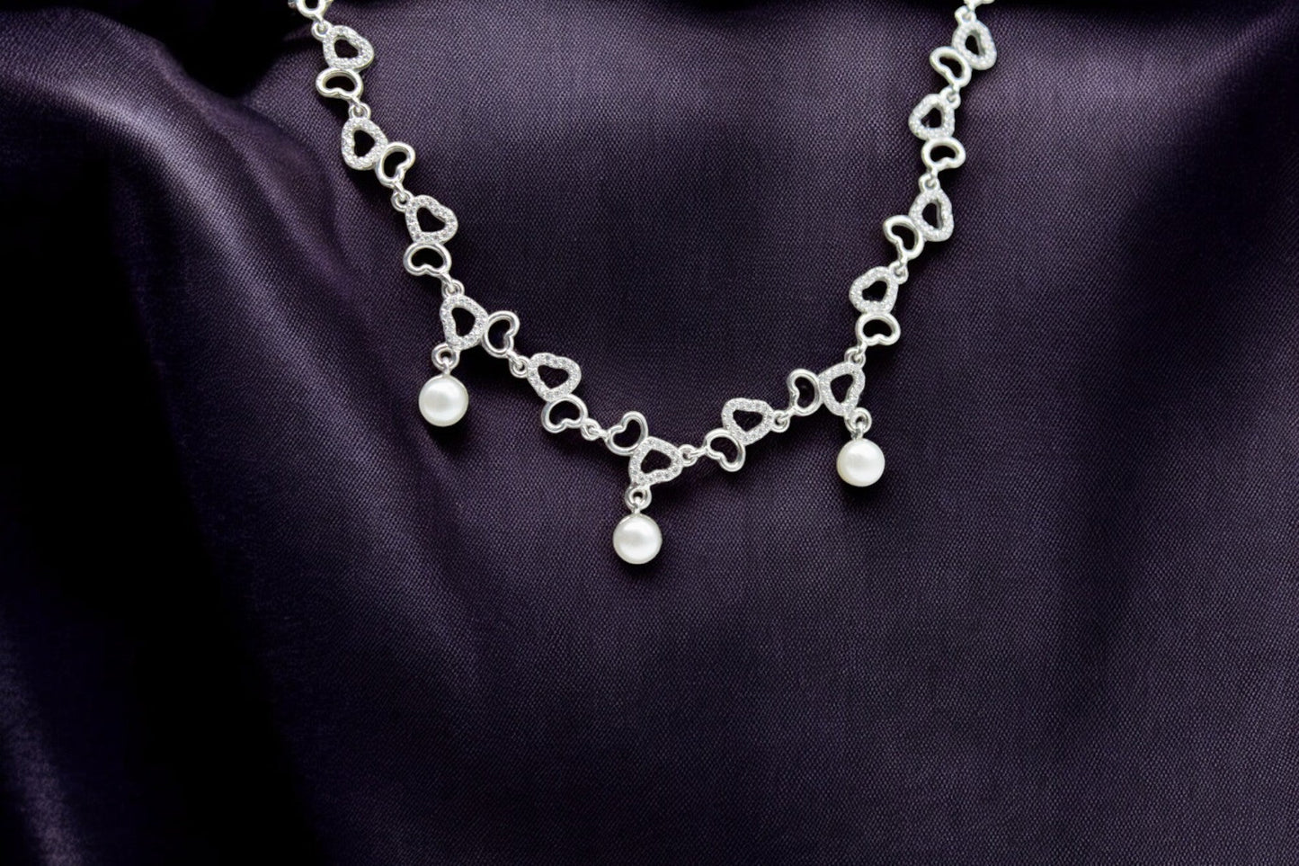Fusion Pearl Diamond Studded Pendant Set | 925 Sterling Silver - SACH JEWELS