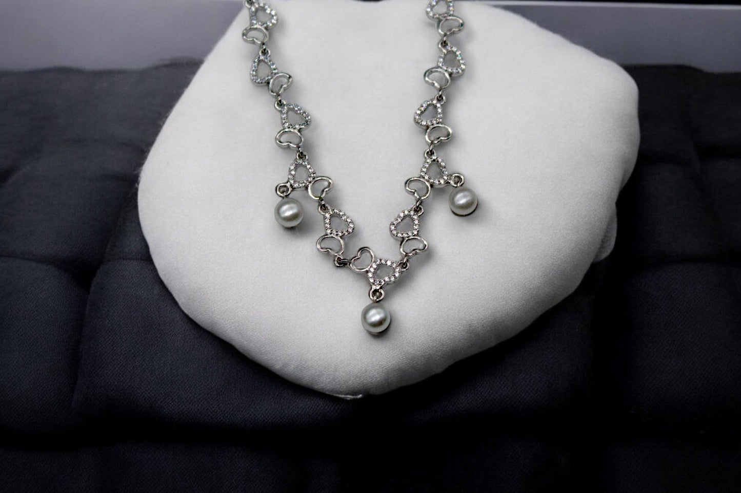 Fusion Pearl Diamond Studded Pendant Set | 925 Sterling Silver - SACH JEWELS