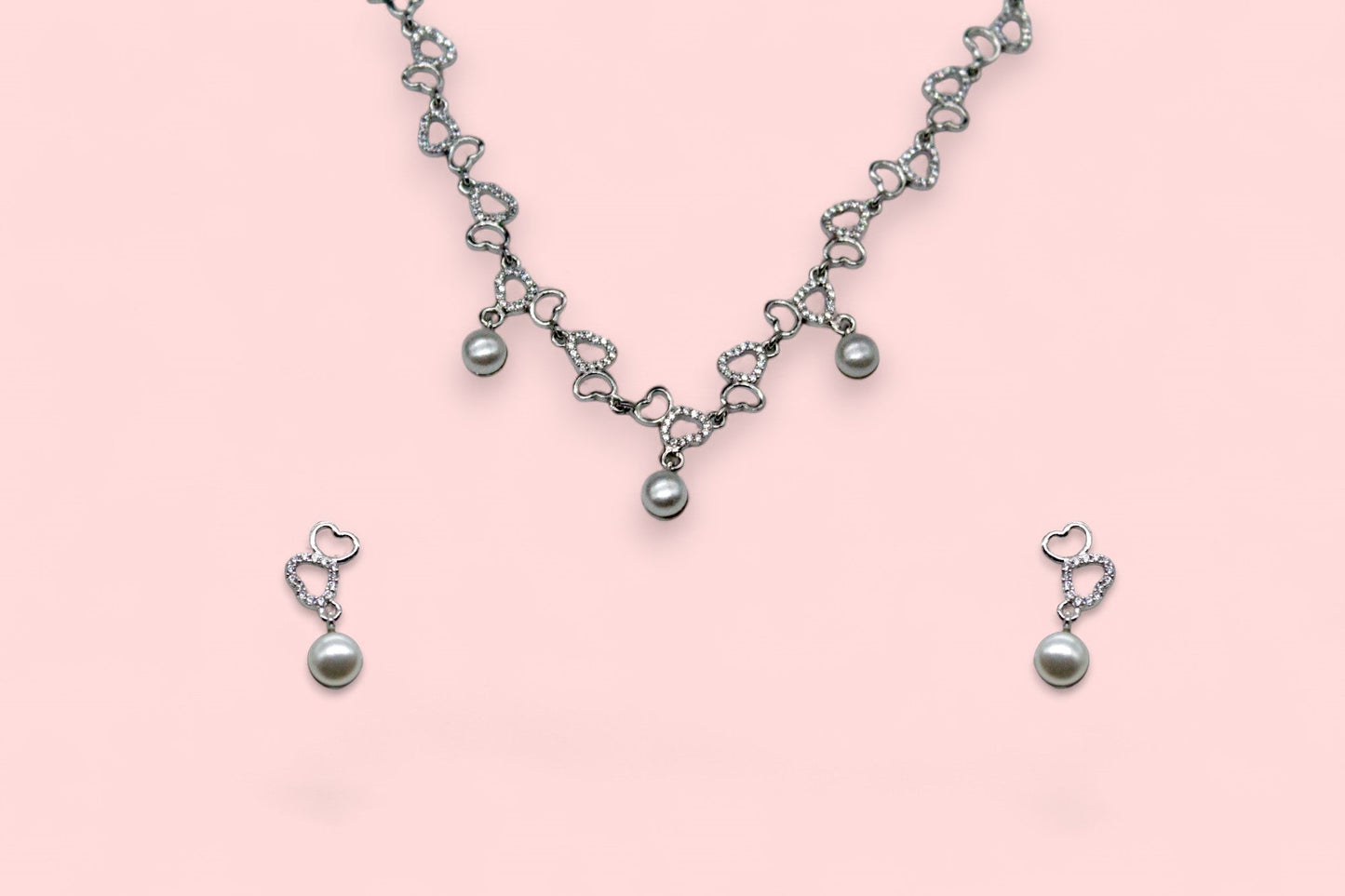 Fusion Pearl Diamond Studded Pendant Set | 925 Sterling Silver - SACH JEWELS