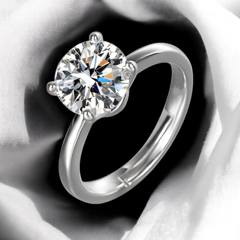 Women Single Diamond Ring | Italian Silver Plated - SACH JEWELS
