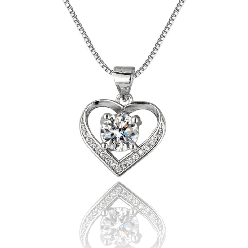 Elegant Diamond Heart Necklace | Italian Silver Plated SACH JEWELS