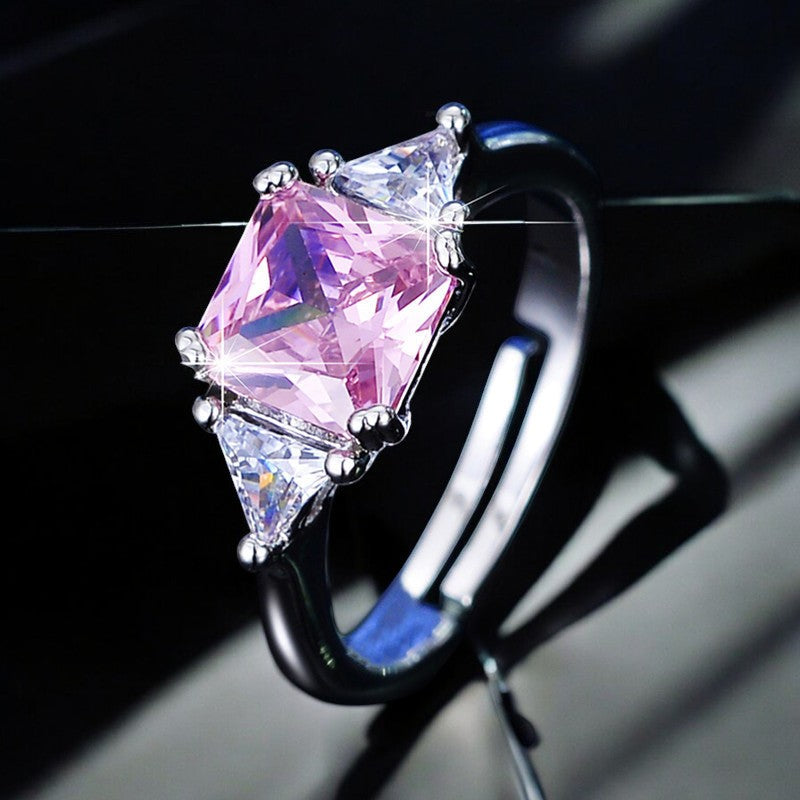 Barbie Pink Square Diamond Ring | Italian Silver Plated - SACH JEWELS