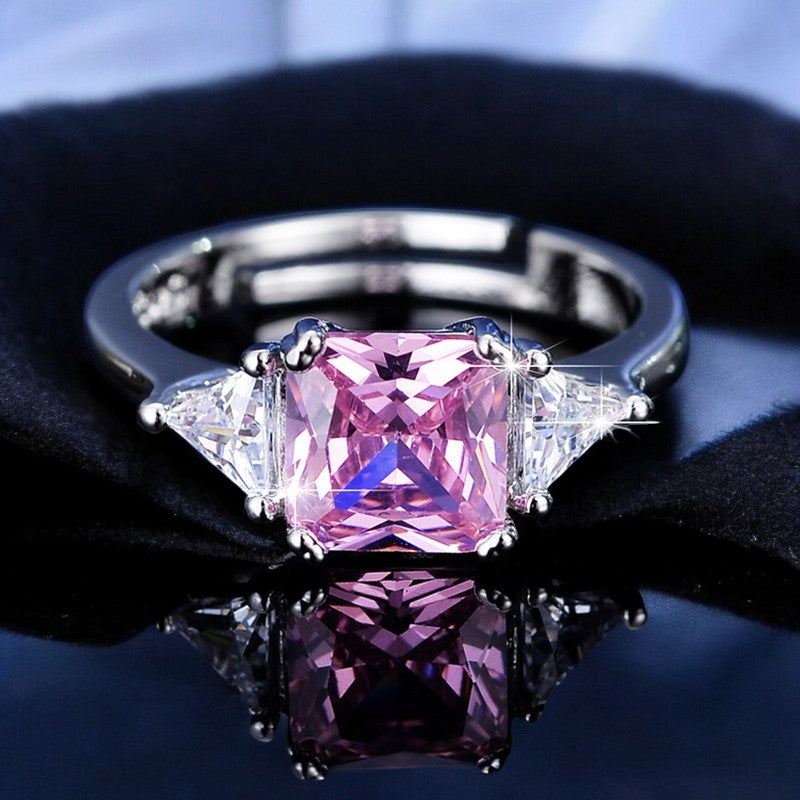 Barbie Pink Square Diamond Ring | Italian Silver Plated - SACH JEWELS