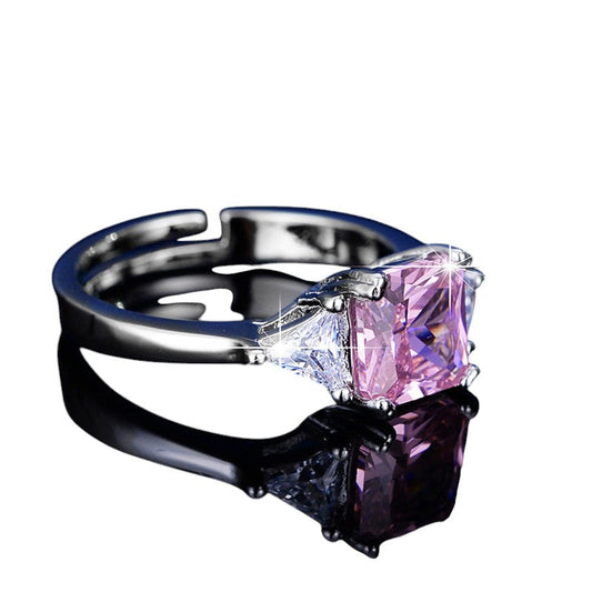 Barbie Pink Square Diamond Ring | Italian Silver Plated - SACH JEWELS