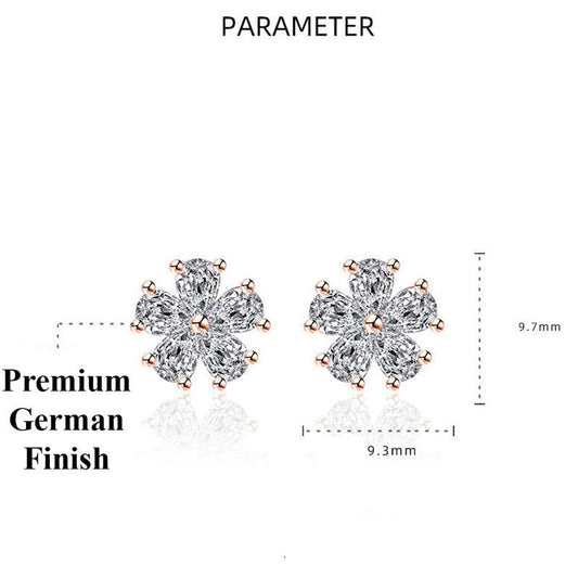 Cute Flower Diamond Earrings | Rose Gold Plated - SACH JEWELS