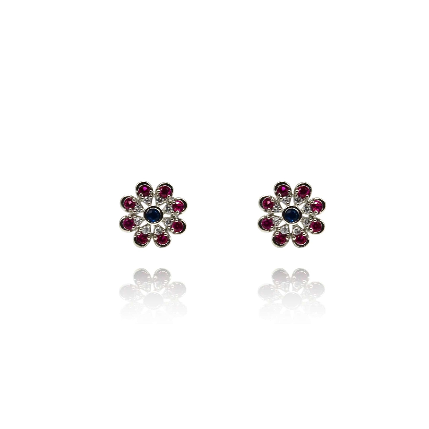 Pink Black Diamond Studded Stud Earrings | 925 Sterling Silver SACH JEWELS