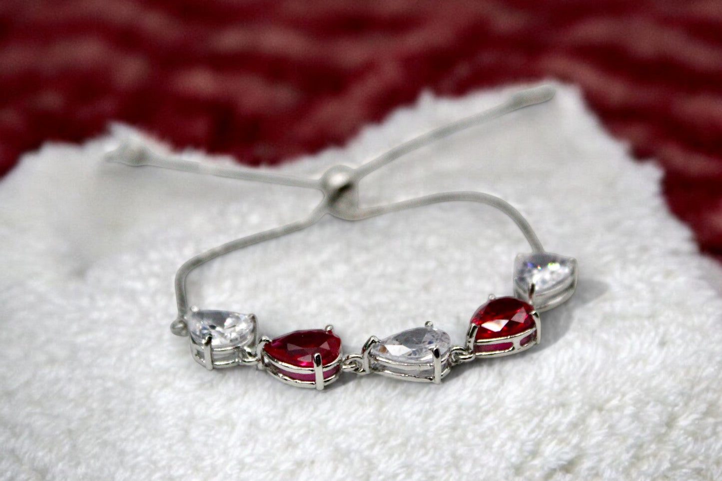 Premium Red Stone Studded Diamond Bracelets | 925 Sterling Silver - SACH JEWELS