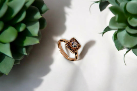 Diamond Stud Ring | Rose Gold Plated - SACH JEWELS