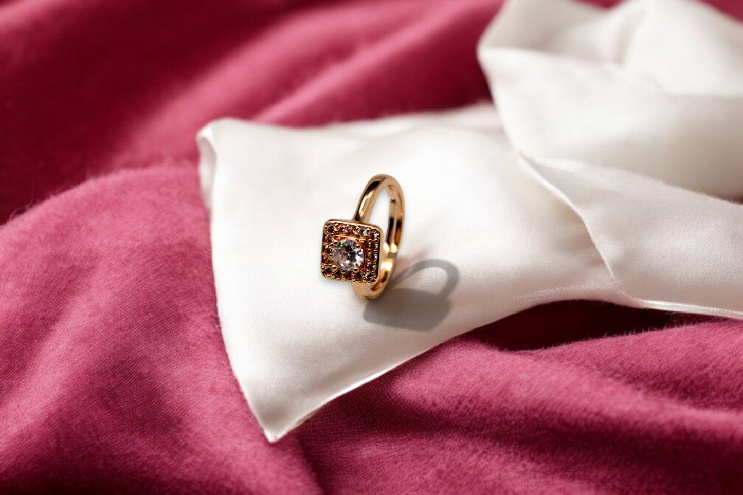 Diamond Stud Ring | Rose Gold Plated - SACH JEWELS