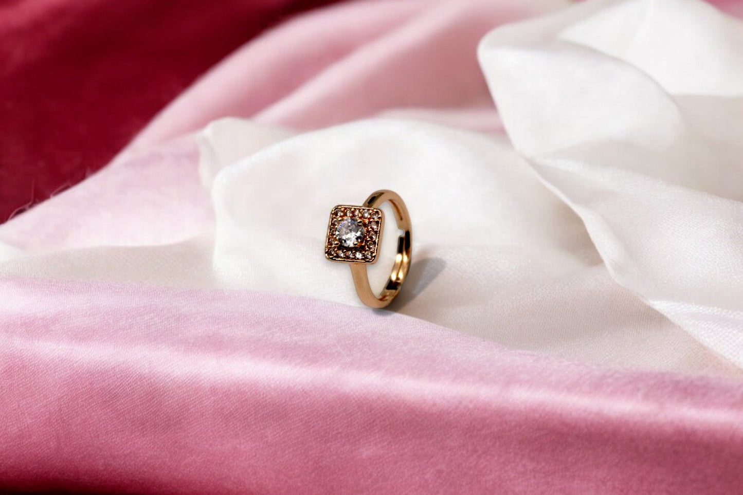 Diamond Stud Ring | Rose Gold Plated - SACH JEWELS