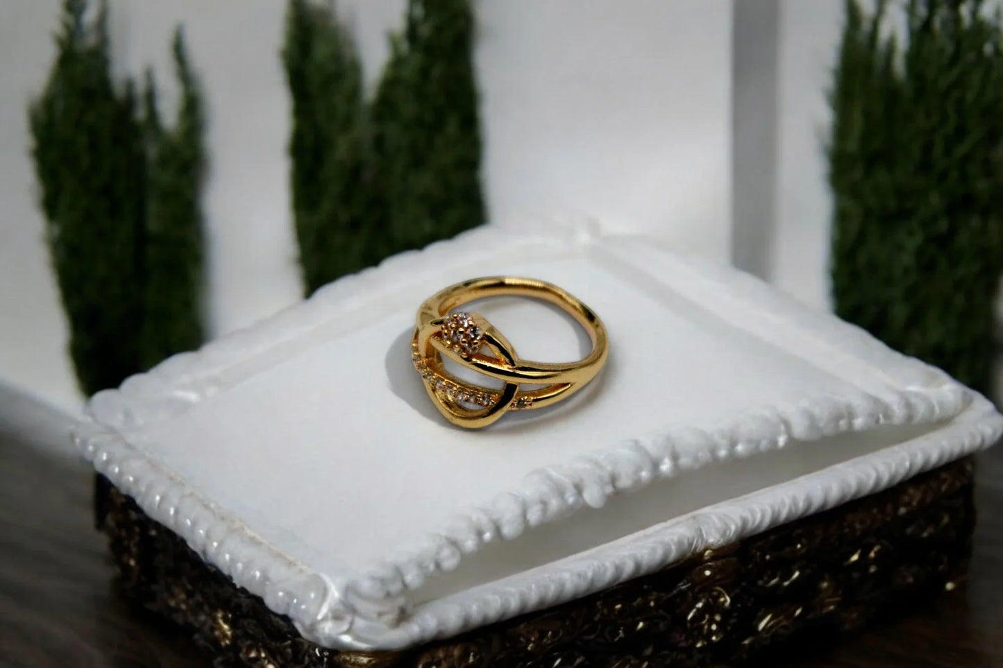 Diamond Curve Ring | Italian Gold Plated - SACH JEWELS