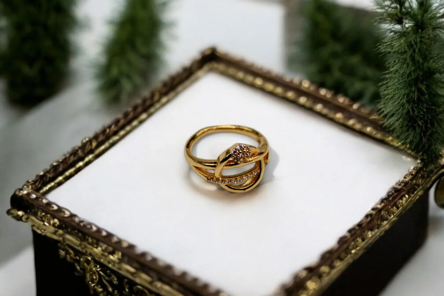 Diamond Curve Ring | Italian Gold Plated - SACH JEWELS