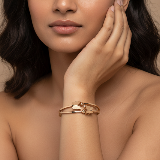 Premium Butterfly Dangle Cuff | Italian Rose Gold Plated SACH JEWELS