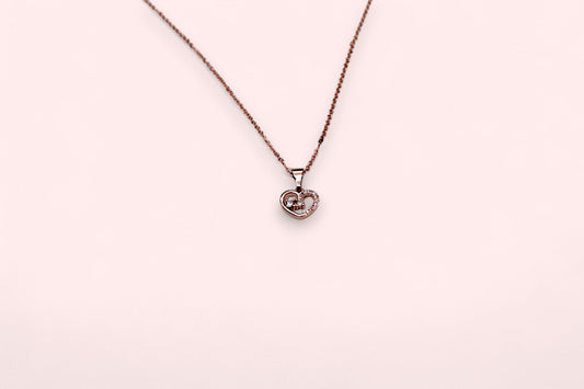Diamond Studded Rare Heart Necklace | Rose Gold Plated - SACH JEWELS