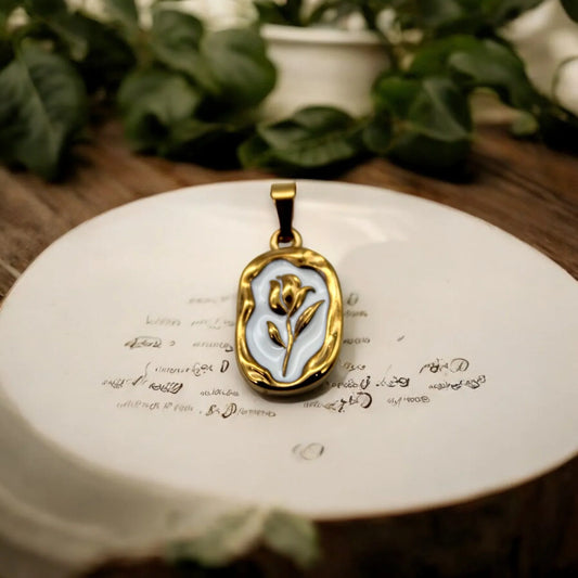 White Rose Necklace| Italian Gold Plated - SACH JEWELS