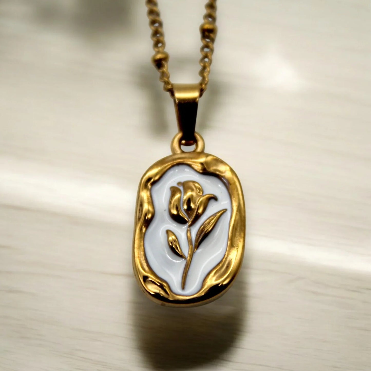 White Rose Necklace| Italian Gold Plated - SACH JEWELS