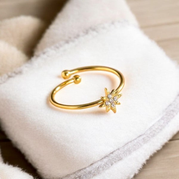 Elegant Diamond Spiked Flower Ring | Italian Gold Plated - SACH JEWELS