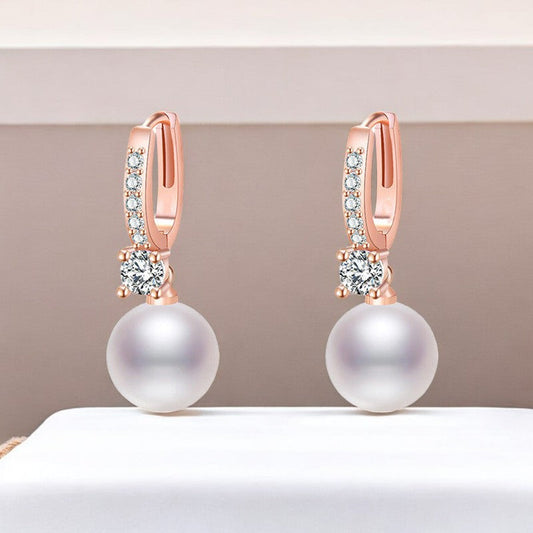 Pearl Drop Earrings | Rose Gold Plated - SACH JEWELS