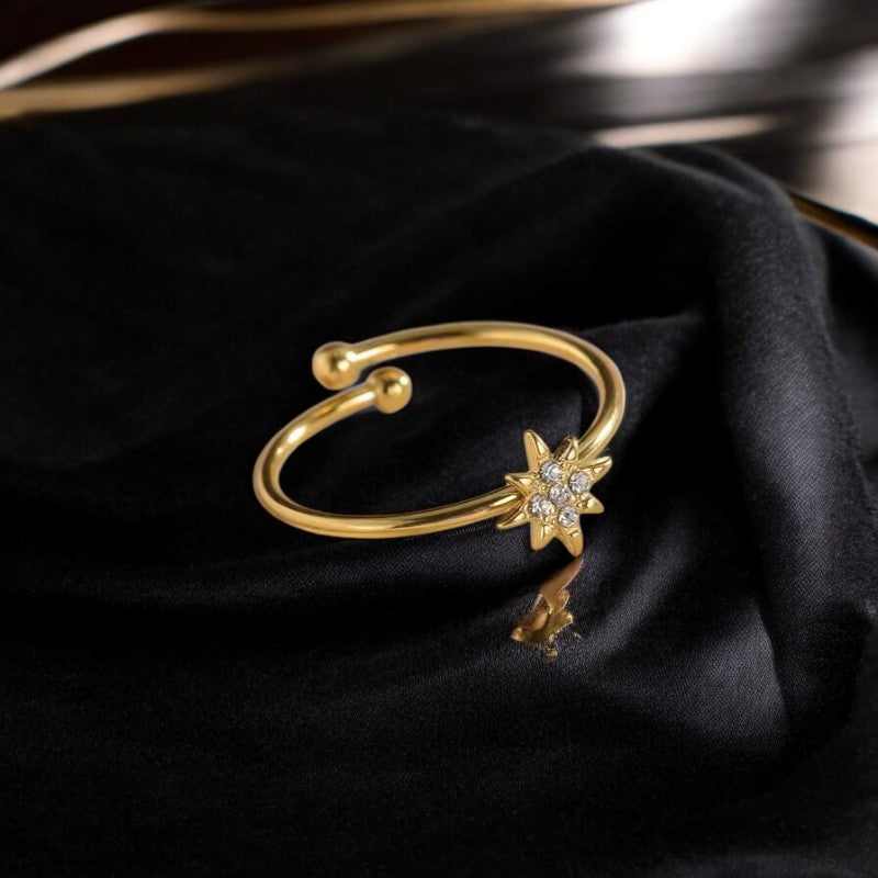 Elegant Diamond Spiked Flower Ring | Italian Gold Plated - SACH JEWELS