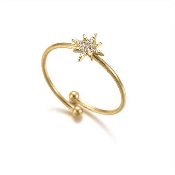 Elegant Diamond Spiked Flower Ring | Italian Gold Plated - SACH JEWELS